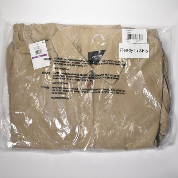 Mens London Fog Lightweight Microfiber Solid Golf Jacket Camel Size 2XL NEW - Picture 6 of 9